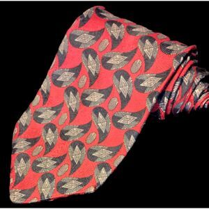 Bill Blass for Bon Marche Mens Tie Silk Paisley Necktie Blue Red Tan Gray 60"x4"